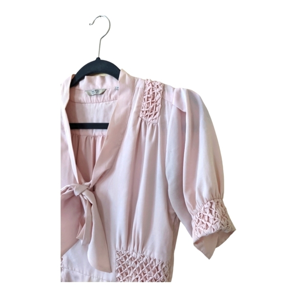 Jack Wills Blousey Tie Front Mini Dress Women's 6 Blush Pink - Picture 8 of 10